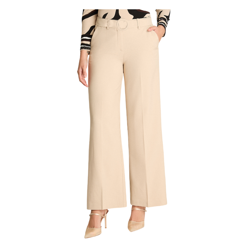 Pantalón Formal Con Cinturón Beige-0