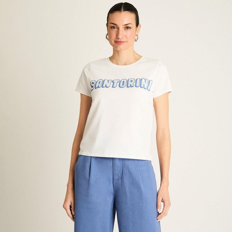 Polera Blanco Estampado Santorini