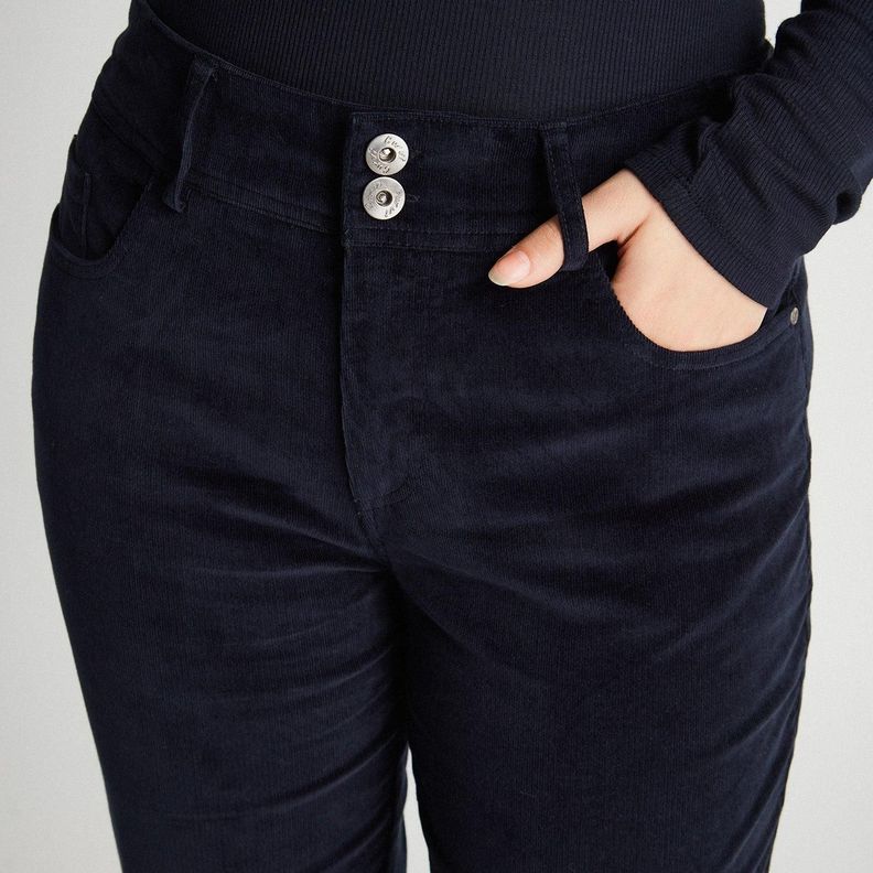 Pantalón De Cotelé Con Push Up y 2 Botones Azul-2