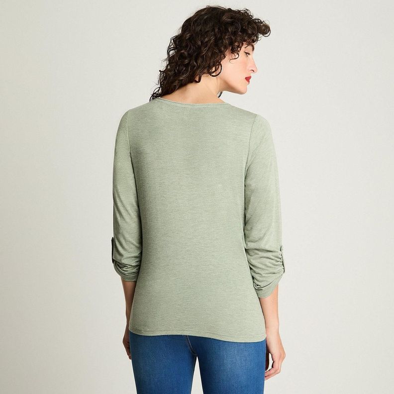 Polera Manga Larga Cuello Redondo Lurex Verde-1