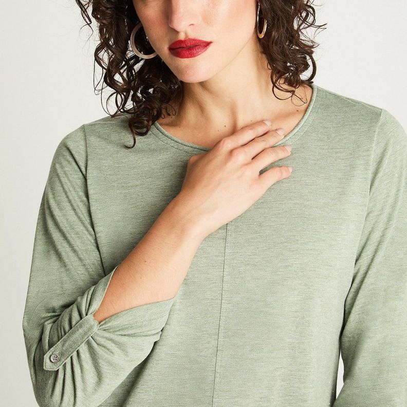 Polera Manga Larga Cuello Redondo Lurex Verde-2