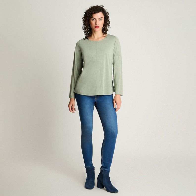 Polera Manga Larga Cuello Redondo Lurex Verde-3