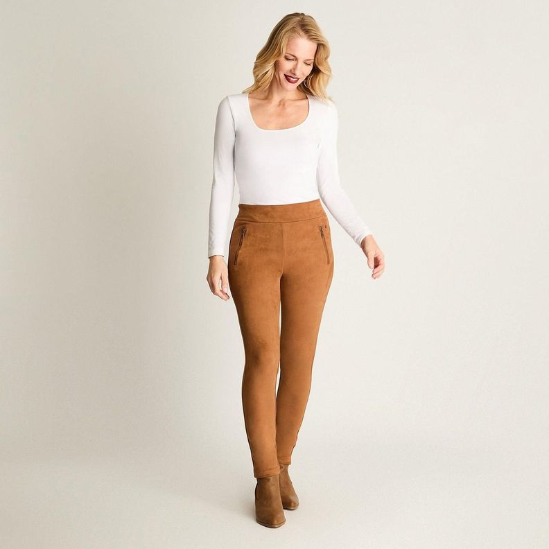 Calza Suede Slim Basica Camel-2
