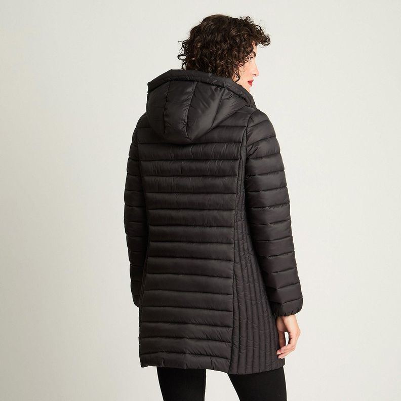 Parka Manga Larga Basica Larga Negro-0