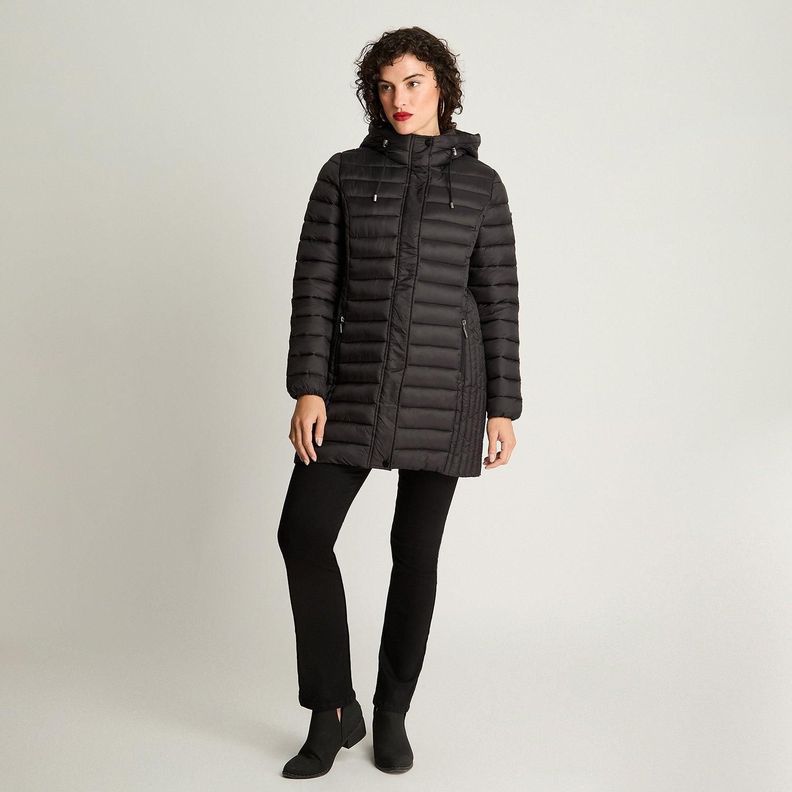 Parka Manga Larga Basica Larga Negro-2