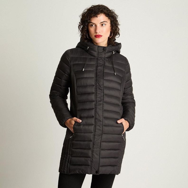 Parka Manga Larga Basica Larga Negro-4