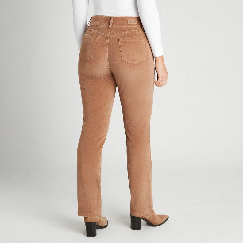 Pantalón De Cotele Con Push Up y 2 Botones Beige-1