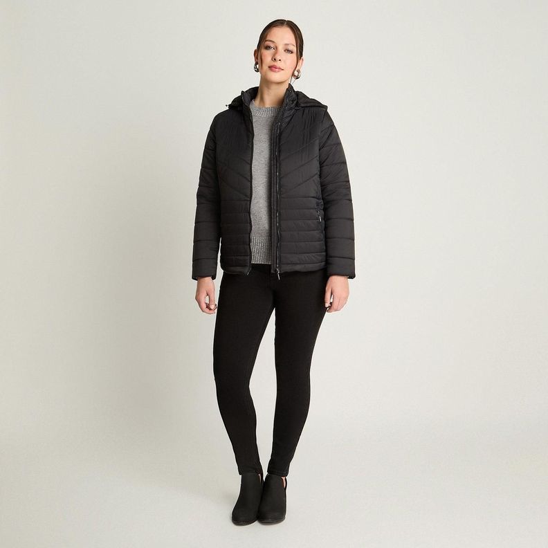 Parka Corta Manga Larga Gruesa Negro-3