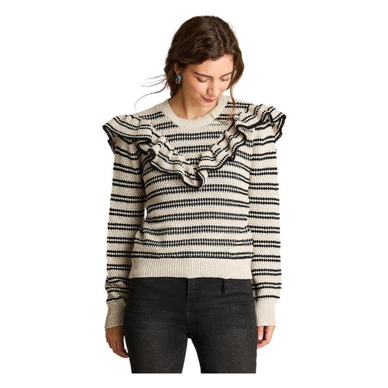 Sweater Manga Larga Vuelos Listado Beige-0