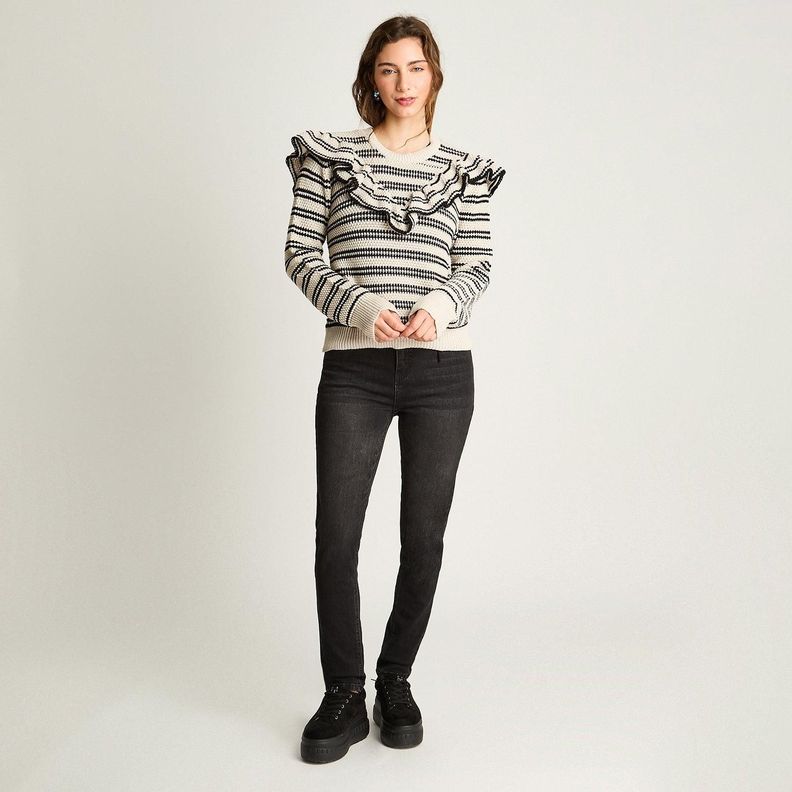 Sweater Manga Larga Vuelos Listado Beige-3
