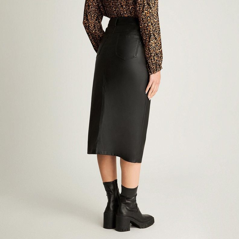 Falda Pu Con Detalle De Tachas Midi Negro-1