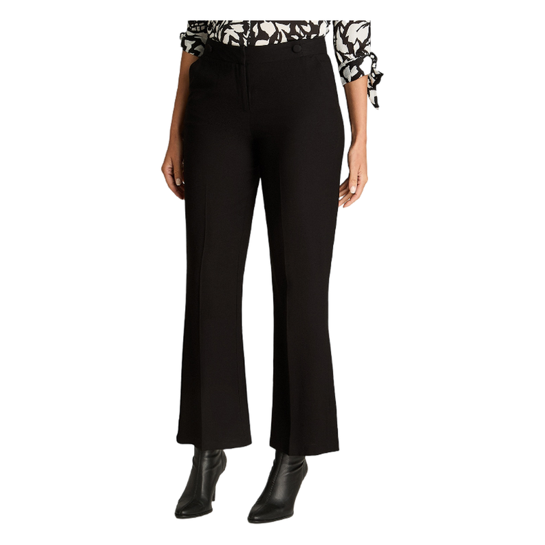 Pantalón Formal Recto Con Botones Decorativos Negro-0