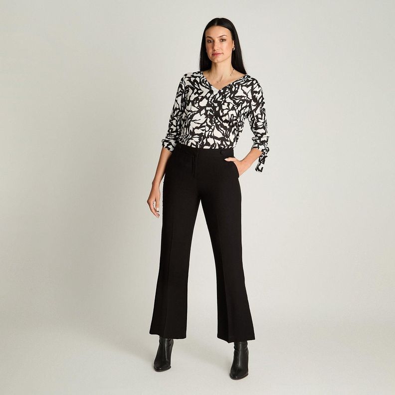 Pantalón Formal Recto Con Botones Decorativos Negro-3
