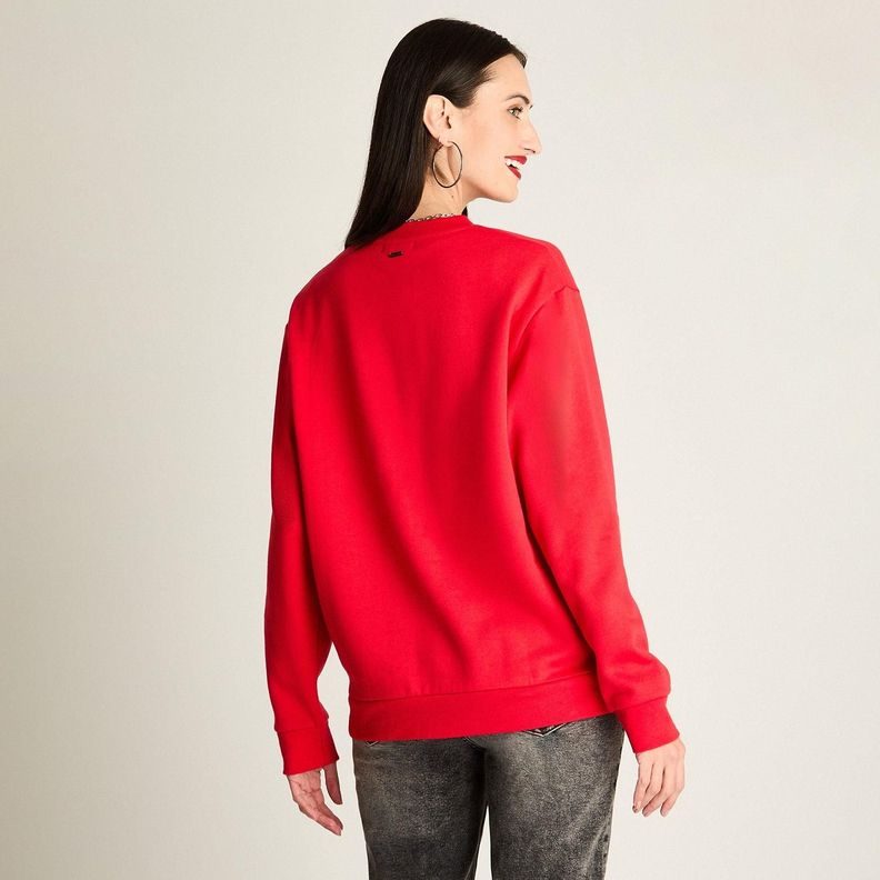 Polerón Oversize Cuello Redondo Print Frontal Rojo-4