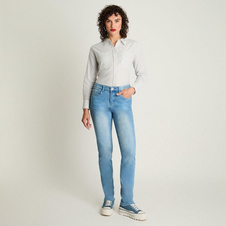 Jeans Recto 1 Boton Celeste-3