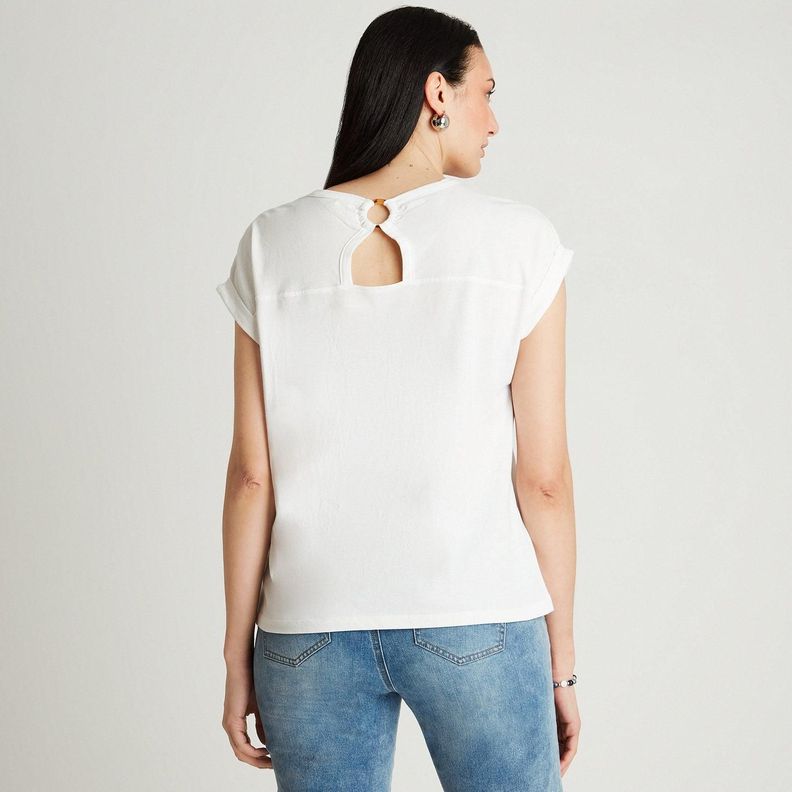 Polera Blanco Manga Corta Estampado-1