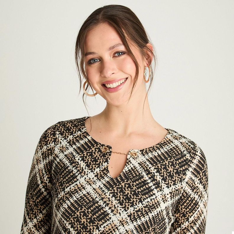 Vestido De Camant Manga Larga Beige-2