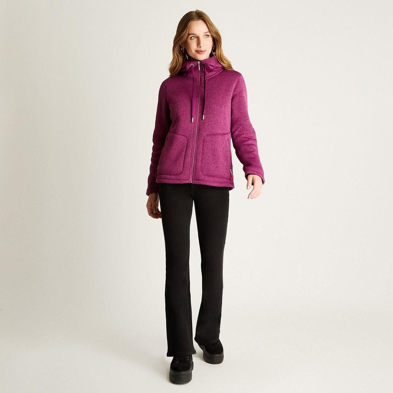 Polerón Jersey Melange Bondeado Coral Fleece Magenta-2
