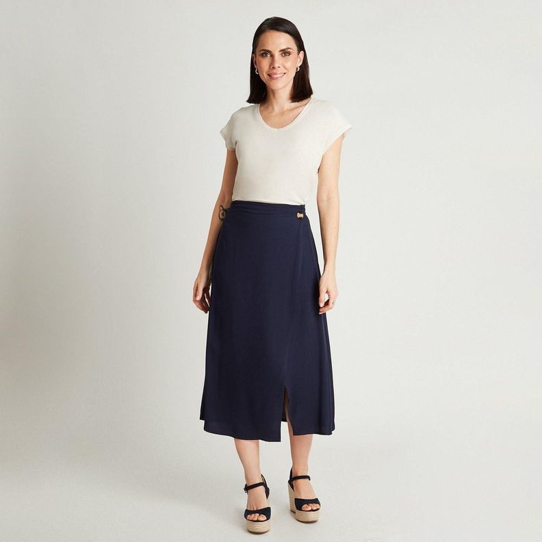 Falda Azul Larga Recta-3