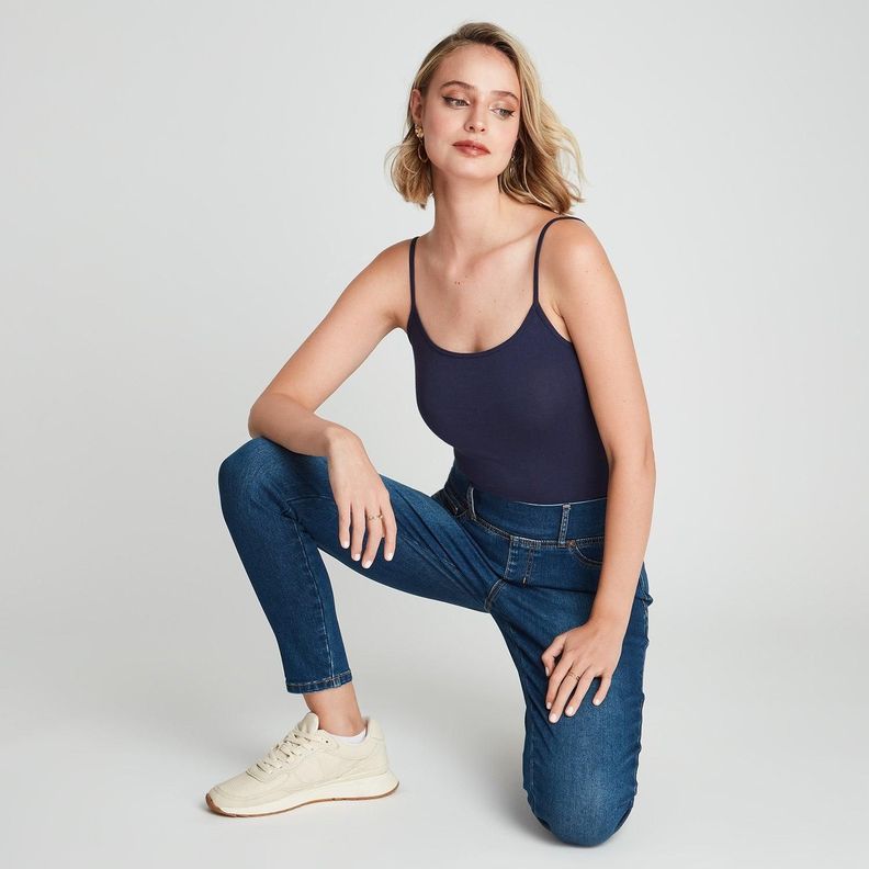 Skinny Jeans Azul Pretina Ancha-2