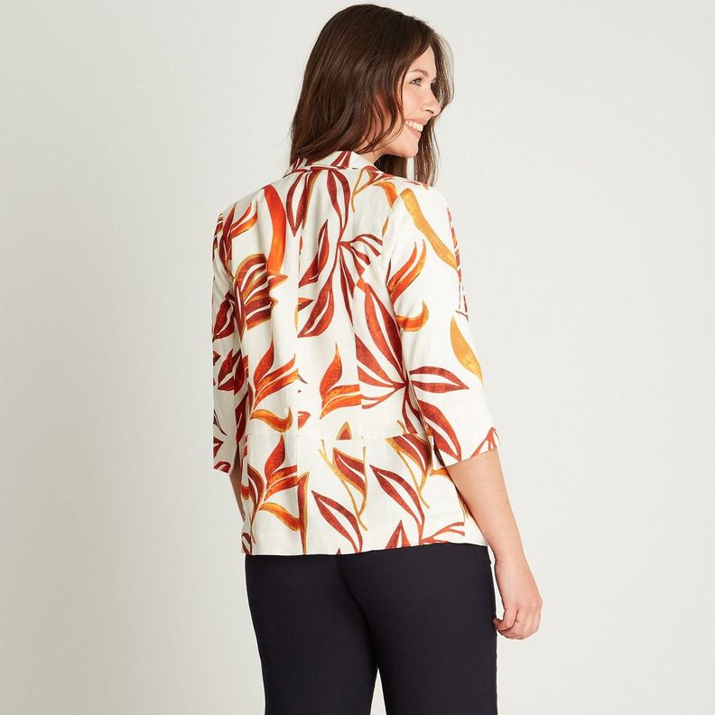 Blazer Lino Terracota Manga 3/4 Cuello Solapa-1