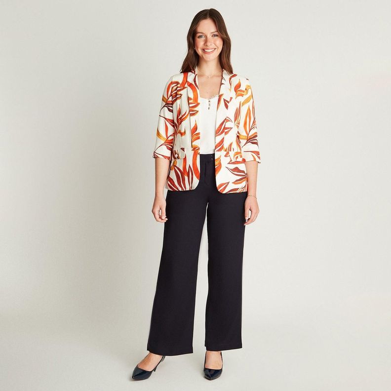 Blazer Lino Terracota Manga 3/4 Cuello Solapa-3