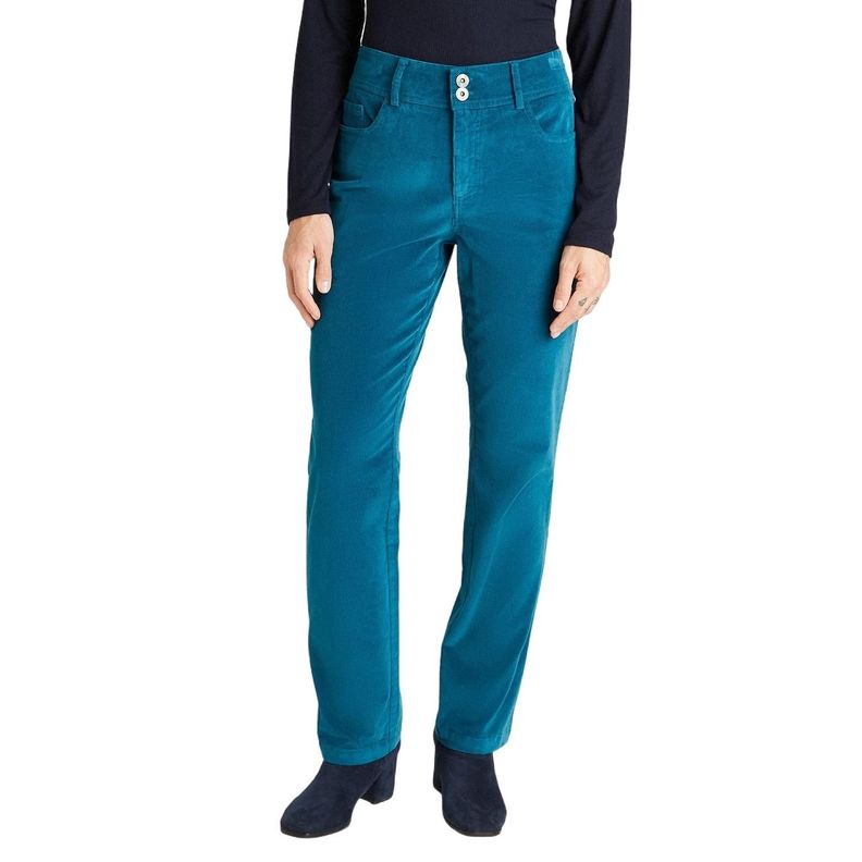 Pantalón De Cotele Con Push Up y 2 Botones Azul Petróleo-0