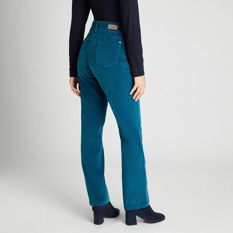 Pantalón De Cotele Con Push Up y 2 Botones Azul Petróleo-1
