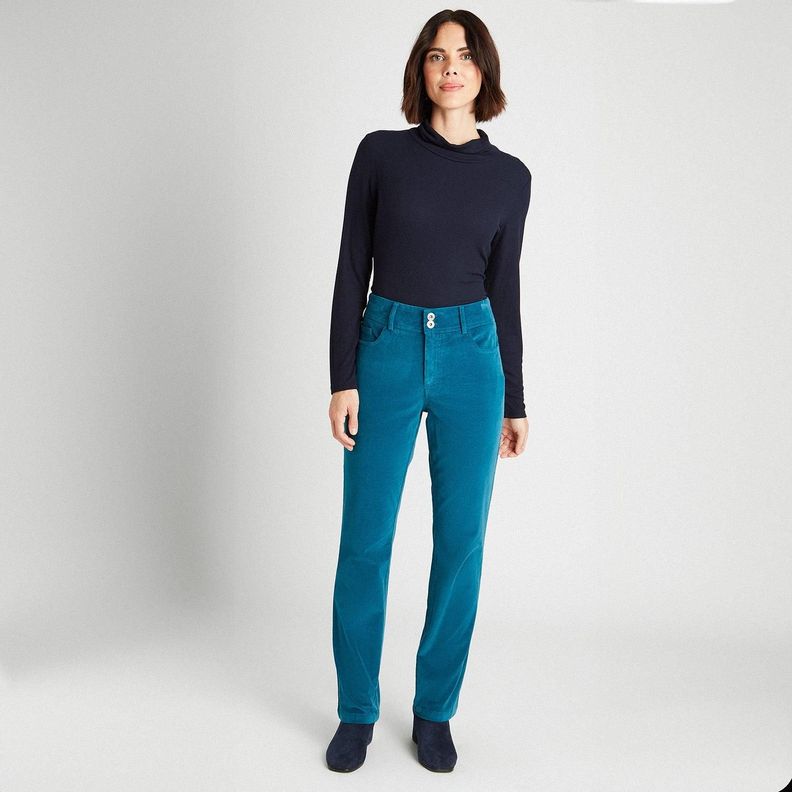 Pantalón De Cotele Con Push Up y 2 Botones Azul Petróleo-3