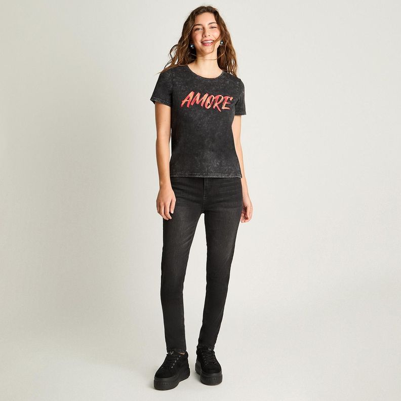 Polera Manga Corta Básica Acid Wash Gris-3
