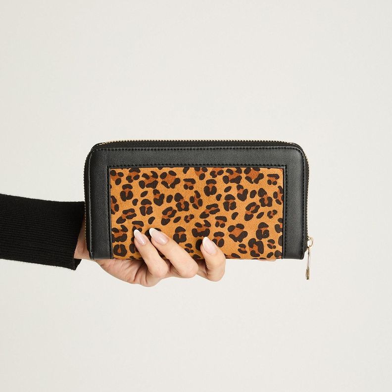 Billetera Contraste Animal Print Camel-1