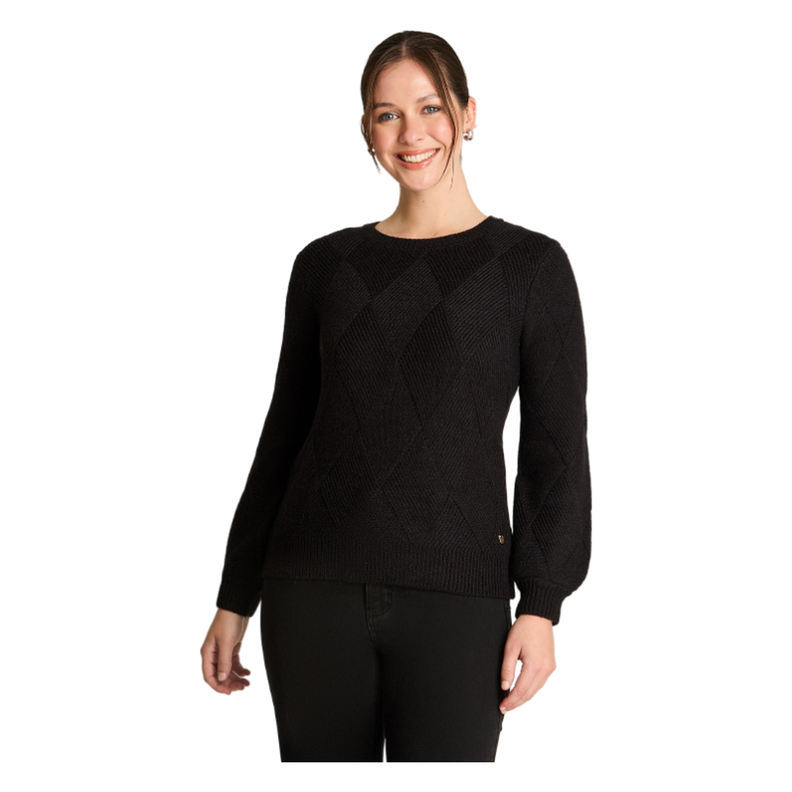 Sweater Manga Globo Rombos Negro-0