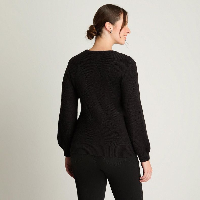 Sweater Manga Globo Rombos Negro-1