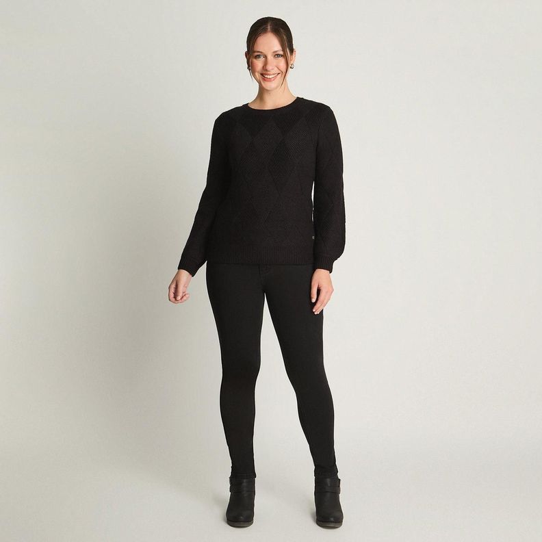 Sweater Manga Globo Rombos Negro-3