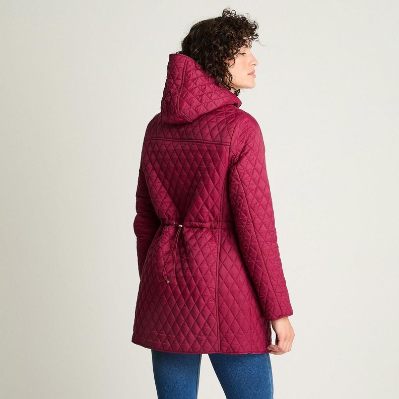 Parka Manga Larga Larga Con Gorro Burdeo-1