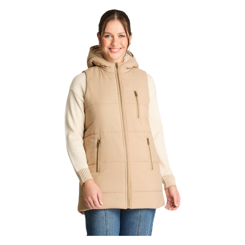 Parka Sin Mangas Moda Camel-0