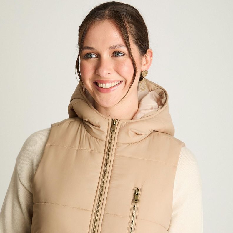 Parka Sin Mangas Moda Camel-2