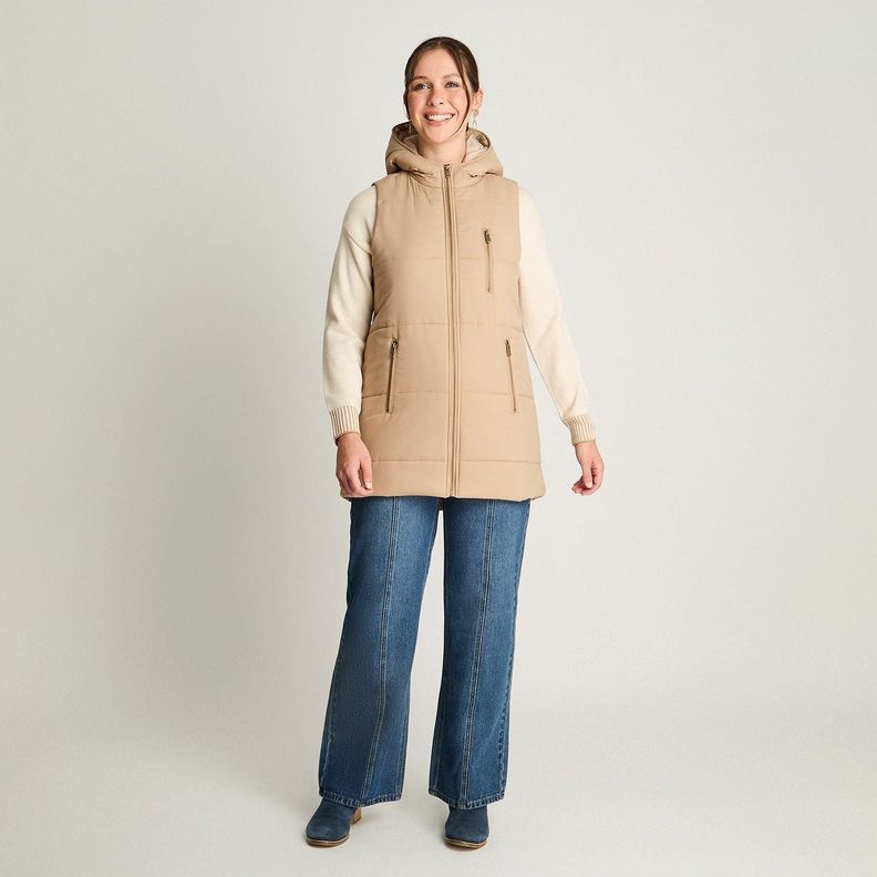 Parka Sin Mangas Moda Camel-3