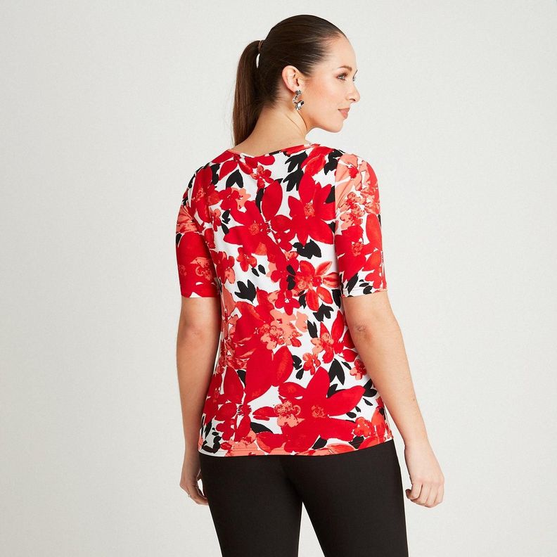 Polera Rojo Manga Codo Cuello Redondo-1