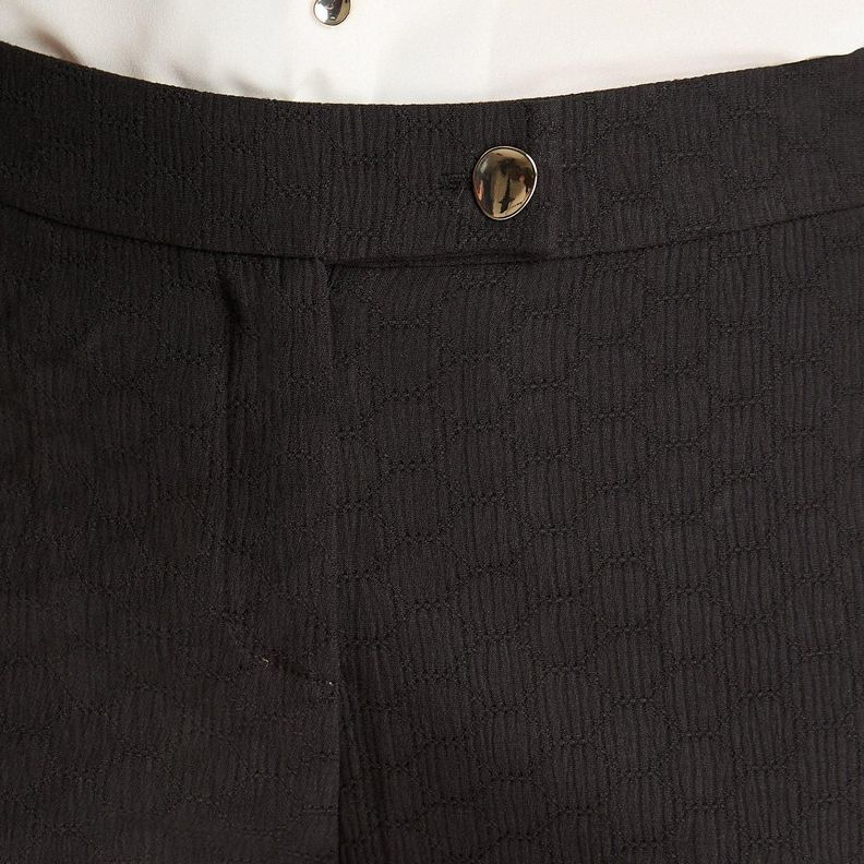 Pantalón Recto Con Boton A La Vista Negro-2