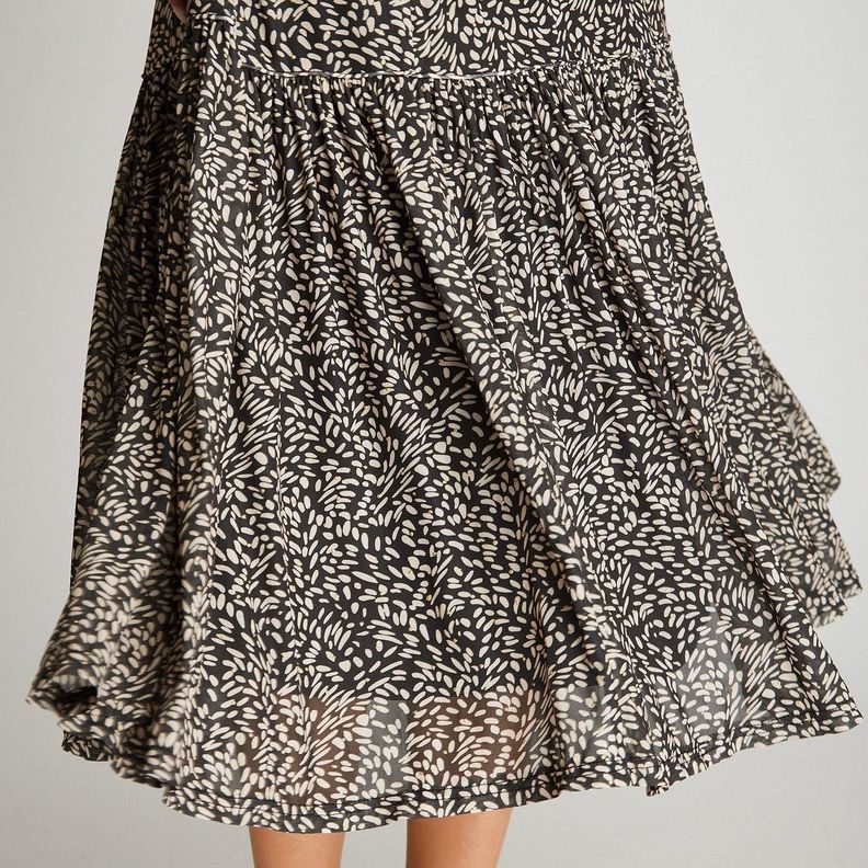 Falda Negro Larga Estampado-2