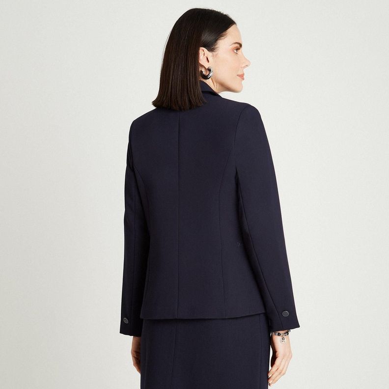 Blazer Azul Manga Larga Cuello Solapa-1
