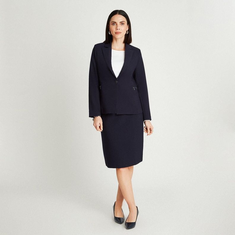 Blazer Azul Manga Larga Cuello Solapa-3