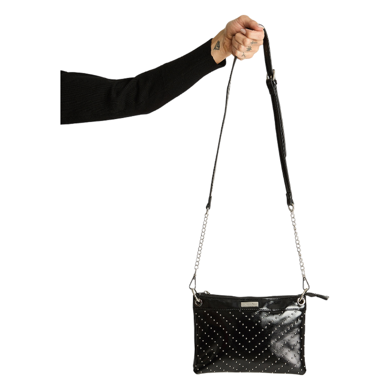 Cartera Con Tachas Y Cadena Negro-0