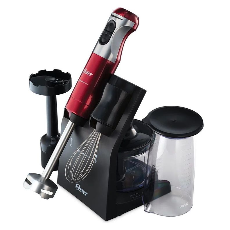 Batidora inmersion Oster roja cuchilla Quad y accesorios FPSTHB5103R Rojo