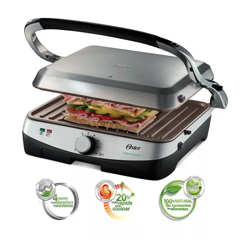 Parrilla y panini electrica Oster Bioceramic CKSTPA4881 Gris