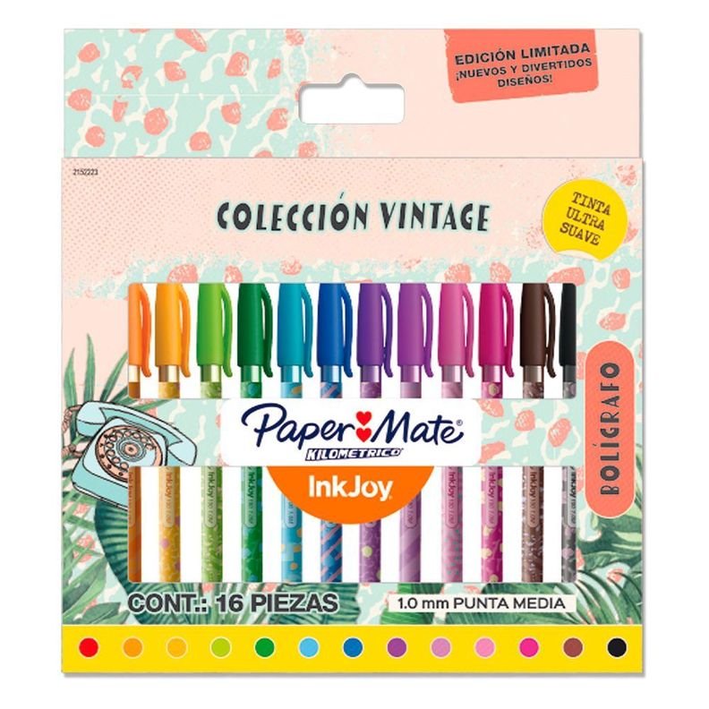 Set 16 Bolígrafos Inkjoy 100st Papermate Punta Media Vintage-1