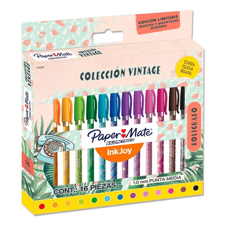 Set 16 Bolígrafos Inkjoy 100st Papermate Punta Media Vintage-0