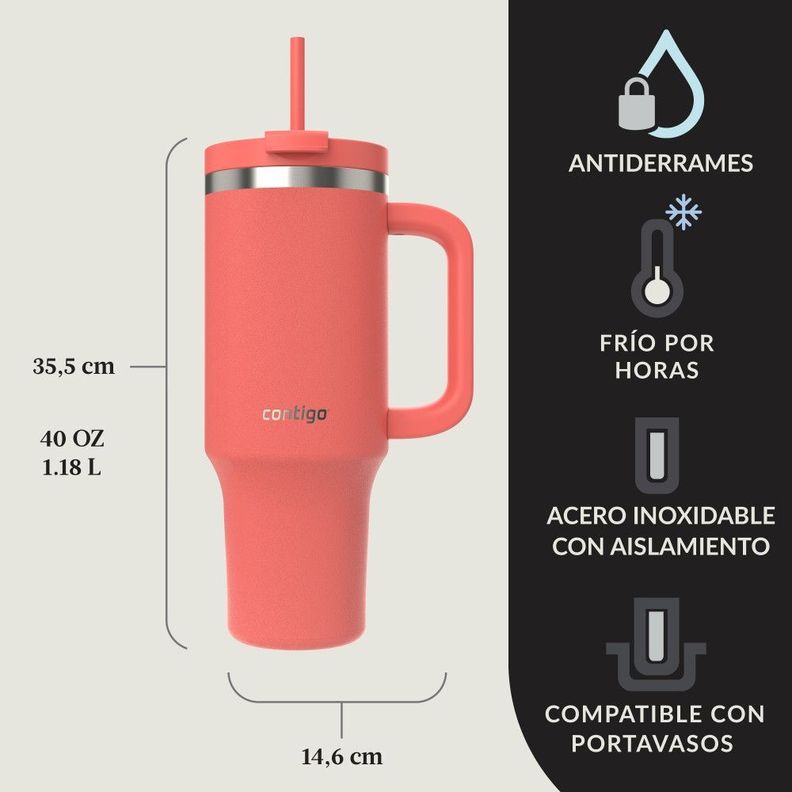 Botella Contigo® Streeterville leak-proof 1.18 Lt Coral-5