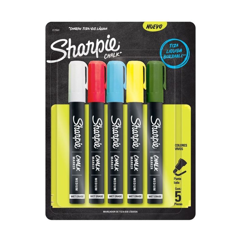 5 Marcadores Tiza Liquida Sharpie Chalk Colores Surtidos-0